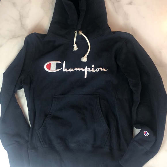 Champion Tops - Champion Reverse Weave Navy Hooded Sweatshirt